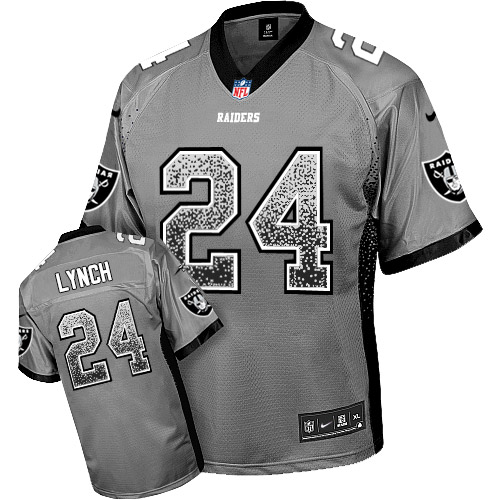 Nike Raiders #24 Marshawn Lynch Grey Men's Stitched NFL Elite Drift Fashion Jersey - Click Image to Close